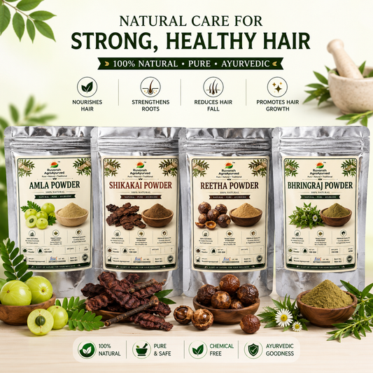 Ayurvedic Hair Treatment kit-Amla-Shikkai-Reetha-BHringraj I Ruvansh