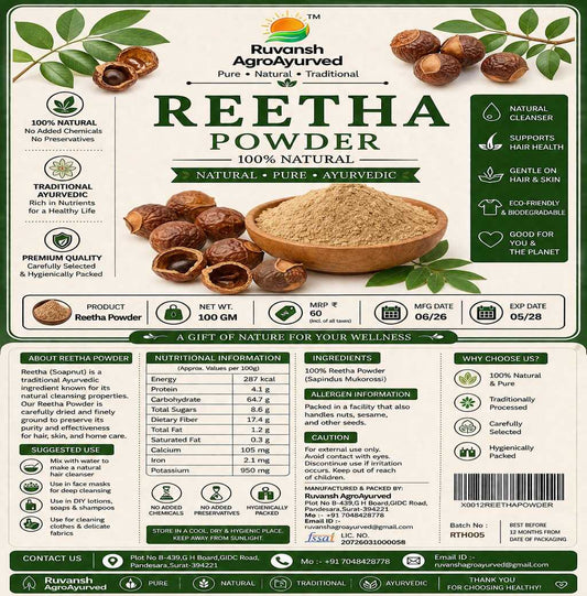 Reetha Powder – Soapnut Powder -| Natural Cleanser & Hair Growth Booster