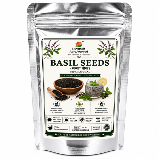 Basil Seeds 100gm - Raw Seeds for Eating | Sabja Seeds for Weight Management | Rich in Calcium, Protein & Fibre I Ruvansh