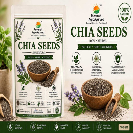 Chia Seeds 100g - Healthy Raw Seeds | Clean Chia Seeds for Eating | Healthy Snacks | Calcium and Protein Rich Seeds I Ruvansh