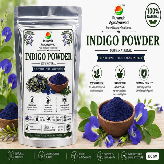 Indigo Powder for Natural Hair Coloring - Chemical-Free  - Ruvansh