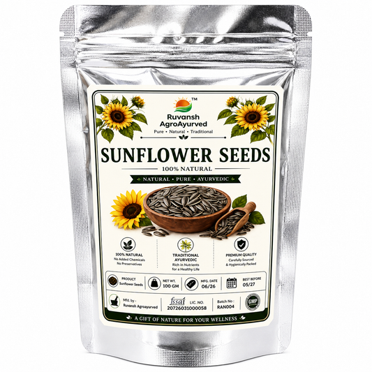 Raw Sunflower Seeds 100g - Vitamin E Rich Super Seeds | High Fibre | Perfect for Snacking, Salads, Oats Topping & Seed Cycling I Ruvansh